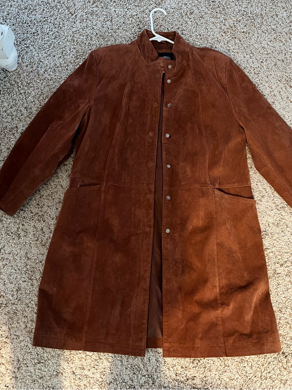Bernardo women's mid-length genuine suede chestnut brown coat size XL
